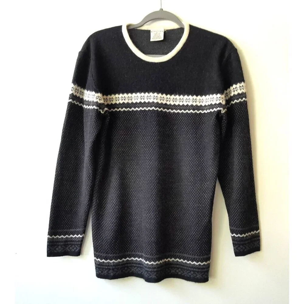 Vtg Womens Small Fair Isle Nordic Snowflake Holiday Wool Angora Soft  Sweater